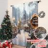 2pcs 2D flat printing Christmas Scene Curtain winter wonderland 101 100% Polyester Without Electricity Festive Wall Decor