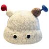 Small coal ball warm hat women's autumn and winter plush hat cute small braids cartoon warm ear protector knitted pullover hat cute