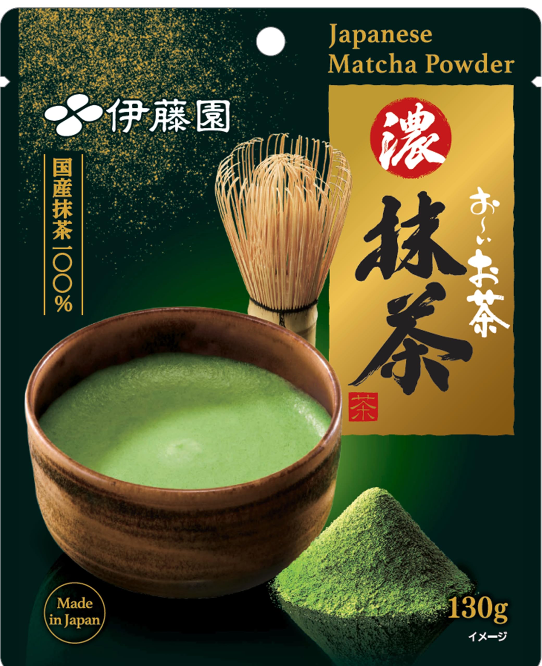 Ito En Oi Ocha Strong Matcha Zippered Bag Powder, 130g, Stand-Up