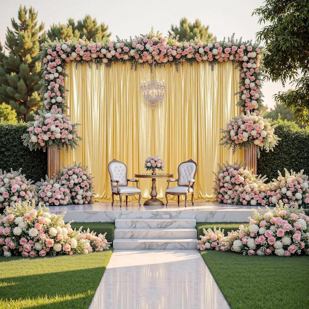 5x10FT Gold Sequin Backdrop Curtain - 1 Panel Wrinkle-Free Glitter Drapes for Photography, Birthdays, Weddings & Graduations