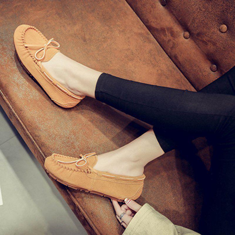 Washable warm beanie shoes women's velvet winter casual student women's Korean version single shoes flat mother driving shoes