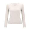 Damenmode Locker Gestrickter Pullover Unterhemd V-Ausschnitt Pullover Langarm Einfarbiges Oberteil