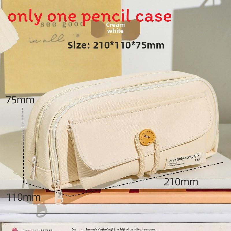 Canvas Pencil Case For Girls With Large Capacity And Simple Design For School And Stationery Storage