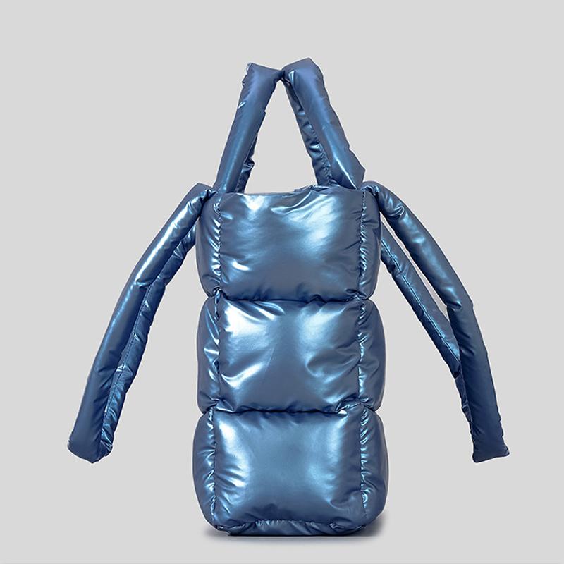 Moda Xadrez Acolchoado Bolsa Tote Designer Macio Puffy Mulheres Bolsas De Luxo Algodão Para Baixo Bolsas De Ombro Quente Inverno Bolsa Feminina