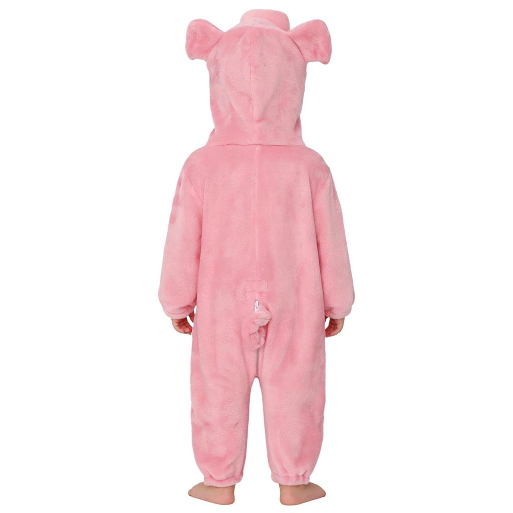 Toddler Animal Jumpsuit Long Sleeve Elastic Cuffs Zip Up Cute Cartoon Hooded 3D Tail Home Casual Wear