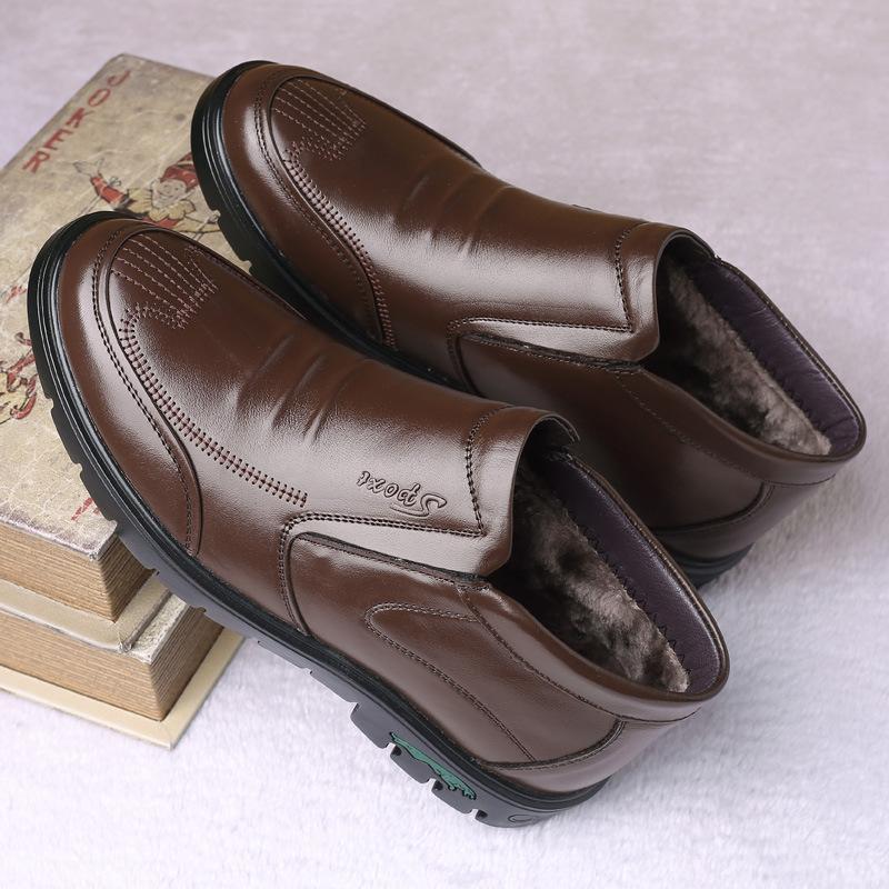 Men's Winter Shoes High Quality Leather Boots Plush Warm Lace Up Ankle Boots Designer Luxury Male Casual Shoes Botas De Hombre
