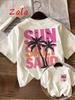 Sun Salt Sand Tree Beach Graphic Unisexs Tshirt Soft Crew Neck Female Top Tee Summer Casual Short Sleeved Unisexs Clothing
