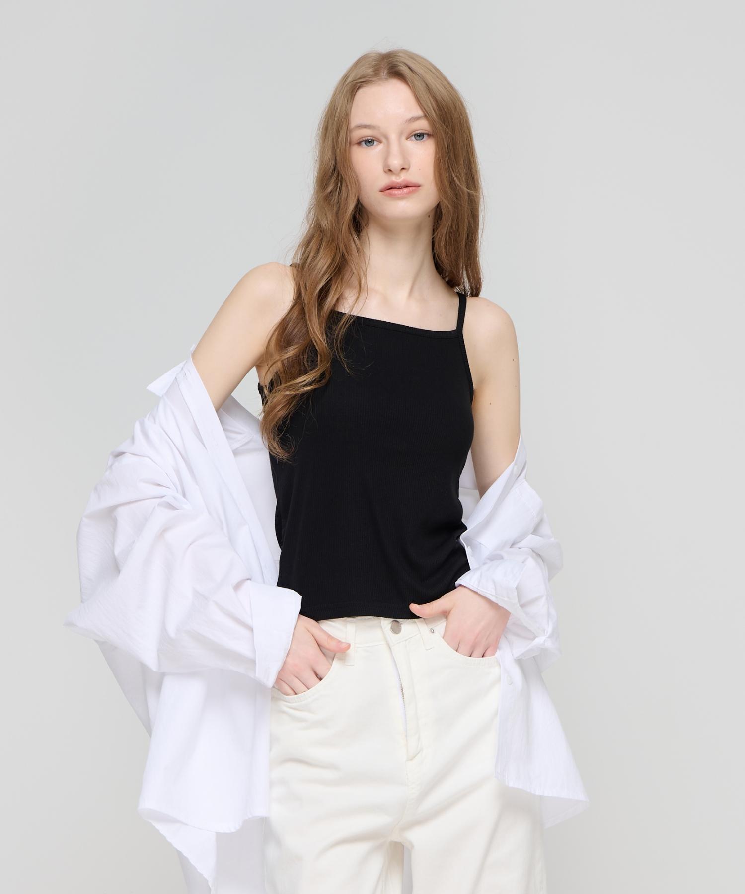Cargo Bros For Woman Layered Ribbed Sleeveless (Black) Free