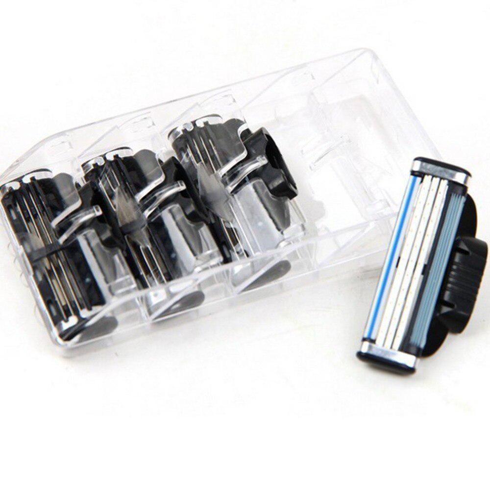 4 stuks veiligheidsscheermesjes voor mannen, gezichtsverzorging, scheermesjes, handmatig scheren, cassette Gillette Mache 3