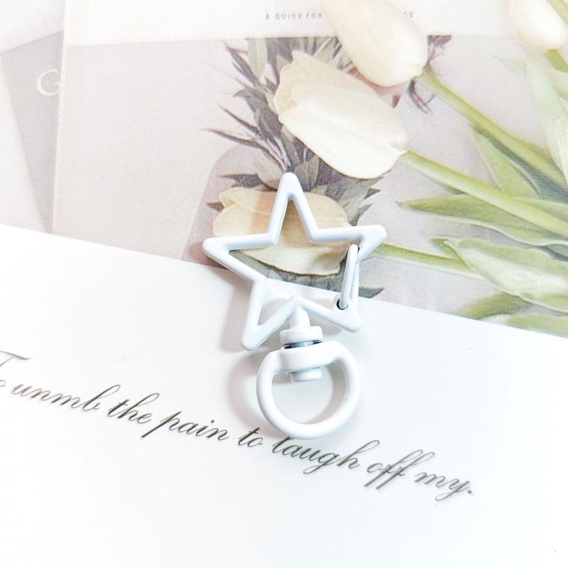 Colorful Zinc Alloy Star Keychain with Candy Color Spring Buckle Pendant - DIY Jewelry Accessory