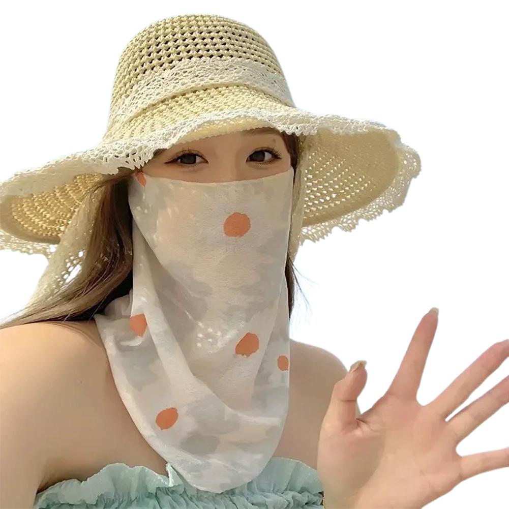 Flowers Summer Sunscreen Mask Full Face Ultraviolet Female Thin Section Cover Face Veil Mask Neck Neck Protector