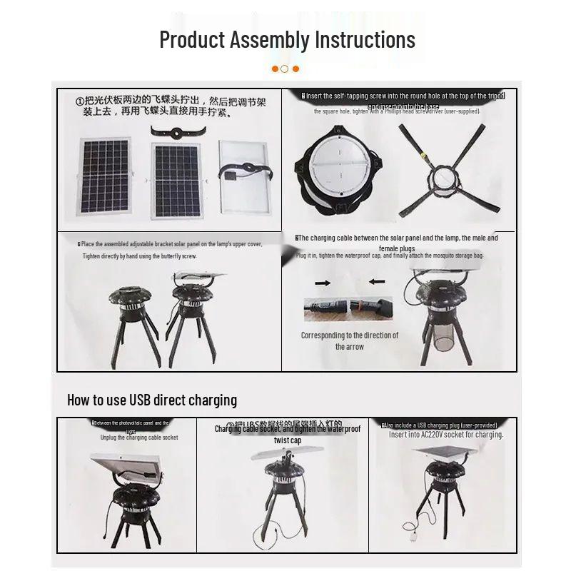 Solar Waterproof Mosquito Killer Lamp for Outdoor Gardens & Courtyards