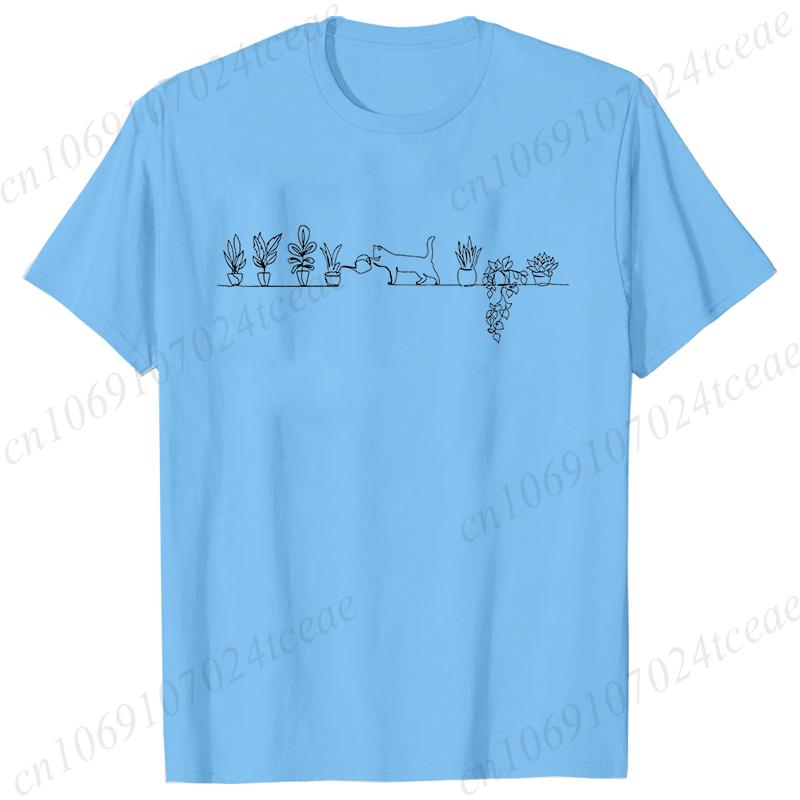 Cat Watering Plants Shirts Plant Lady Gardening T-shirt Succulents and Cat T-shirt Cats and Plants Clothes for Women Tee T Shirt
