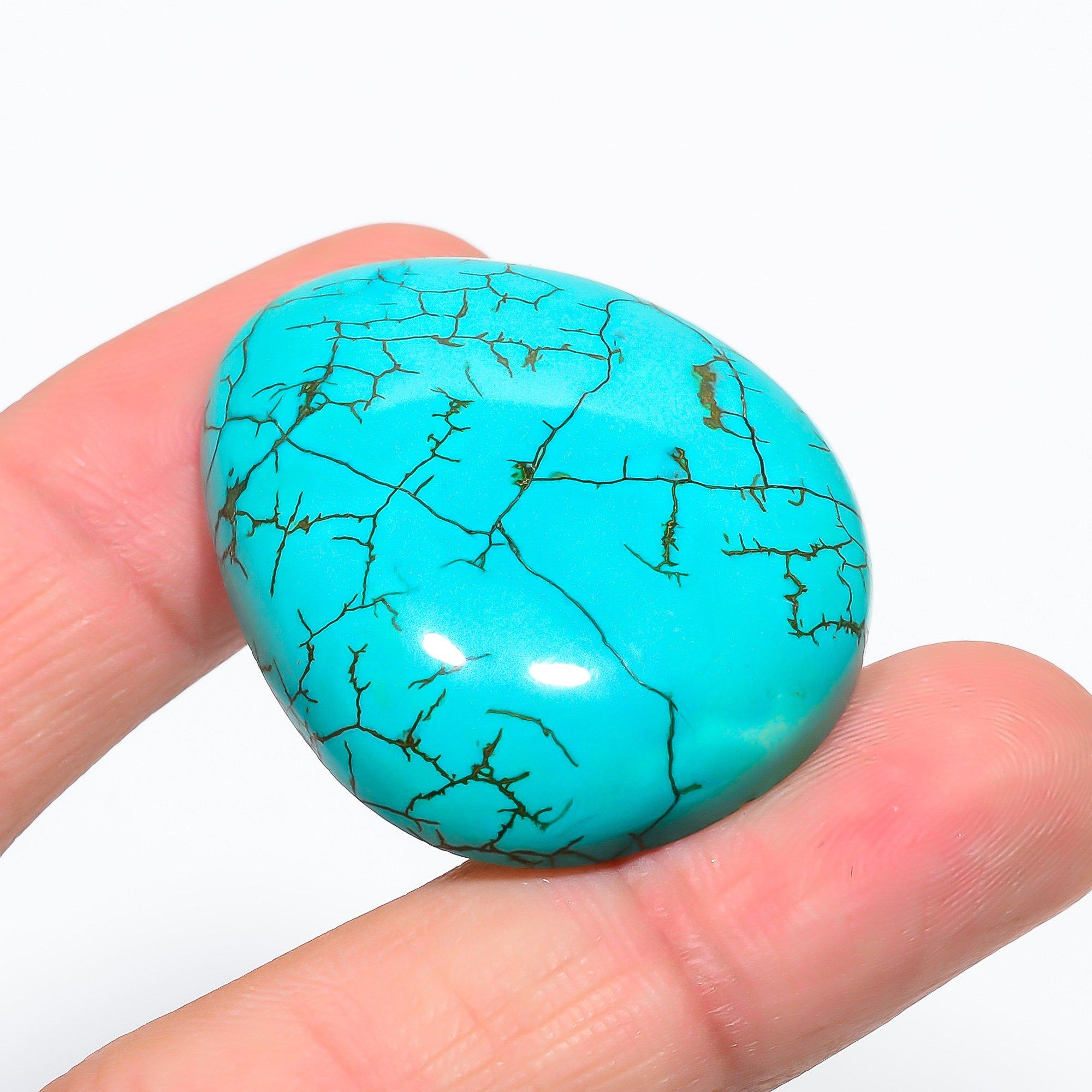 

Natural Tibetan Turquoise 3.5x4.1cm Cabochon Fine Gemstone 101.7Cts. d2G76 синій