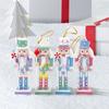 5Pcs/Set Glitter Nutcracker Puppet Ornament Wood Christmas Tree Decoration  Kid Gift