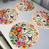 Heat Insulation Floral Birds Table Placemat Anti-scald Anti-slip Flower Linen Table Mat Coffee Cup Mats Coaster Round Dining Mat