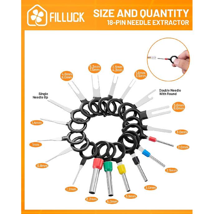 944Pcs Pin Connector Kit,Car Electrical Wire Connectors Terminal P,21Type Non-Ulated Plug 1/1.5/1.8/2.2/2.8/3.5Mm,Removal Male Female Crimp P,Large