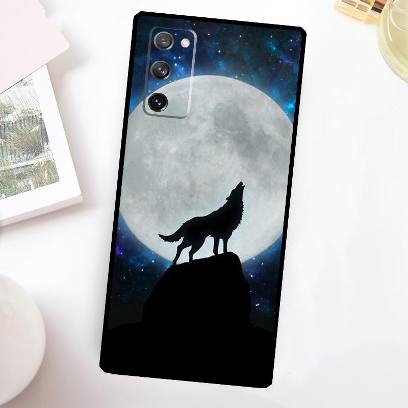 Moon Roaring Wolf Case For Samsung Galaxy S24 Ultra S21 S22 S23 Plus S20 FE S8 S9 S10 Note 10 20 Ultra Cover