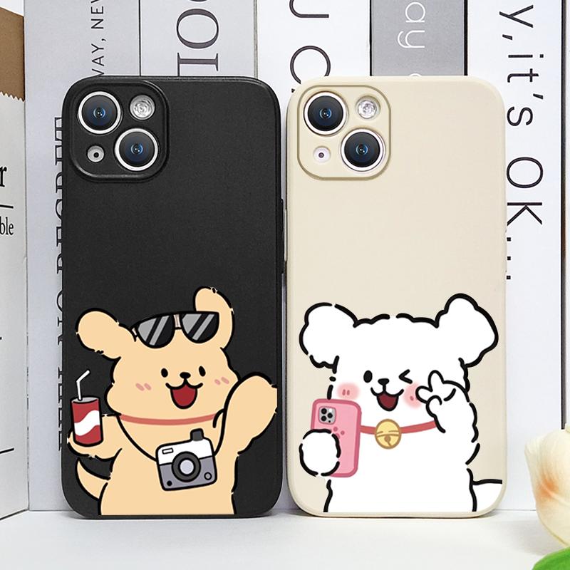 Lustige Cartoon-Hunde-Paar-Handyhülle für iPhone 17 16 11 12 13 14 15 Pro Max XR X XS Mini 8 7 Plus Hüllen Mode-Liebhaber Fundas