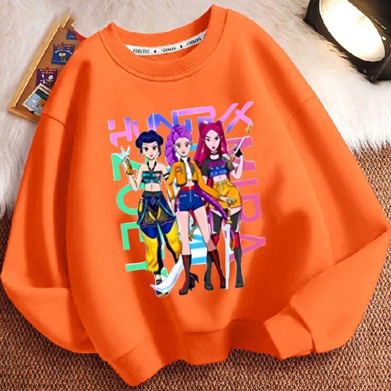 Children's Trendy Witch Hunt Team Hoodies for Autumn and Winter, Casual Long-sleeved Round-neck Hoodies for Boys and Girls