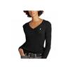 Polo Ralph Lauren Solid Color V-Neck Cable Knit Pullover Sweater Women sweater Black WMPOSWEN6810096-B10