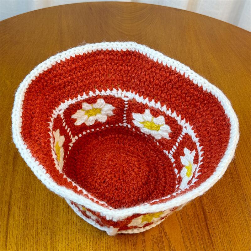 Haken Blume Kontrastfarbe Fischerhut Damen Herbst und Winter Warme Wollmütze Retro Lochstrickmütze Kinder