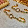 LSVTR Women's Vintage Trendy Oval Red and Green Gemstone Rainbow Light Luxury Watch