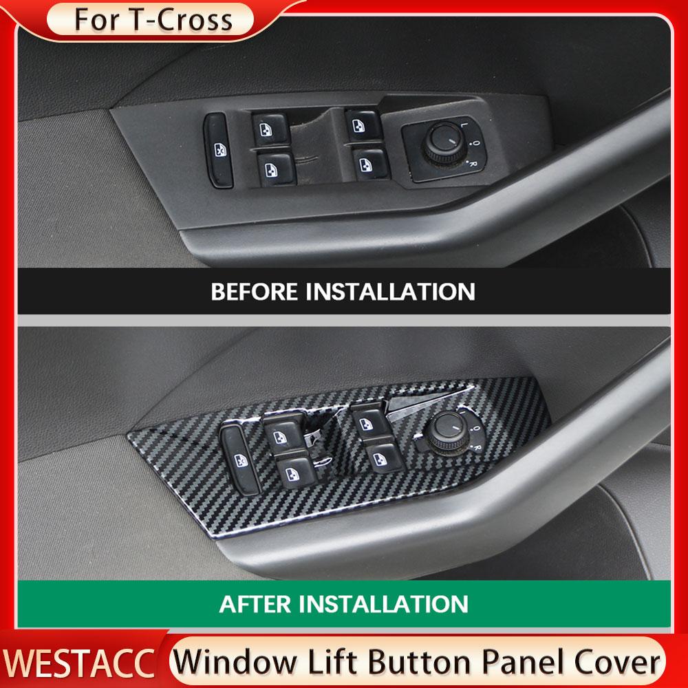 4Pcs Car Door Window Lift Panel Cover Sticker for Volkswagen VW T-Cross Tcross 2018    2022 2023 LHD