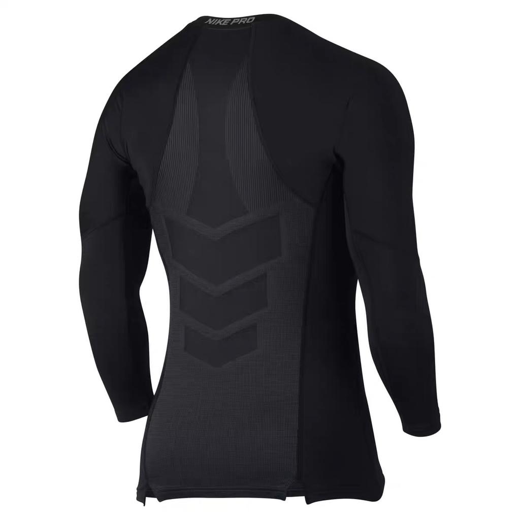 Nike Letter Logo Print Warm Training Tight Round Neck Simple Long Sleeve T-Shirt Men Tops Black 838023