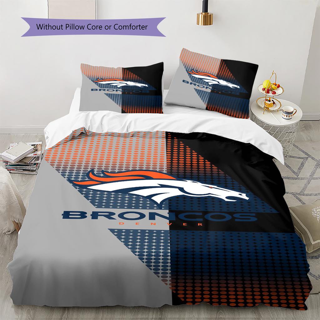 Denver Broncos Pattern Bedding Set Quilt Cover Pillowcase Home Decor Gift (1 * duvet cover + 2 * pillowcase, without core)
