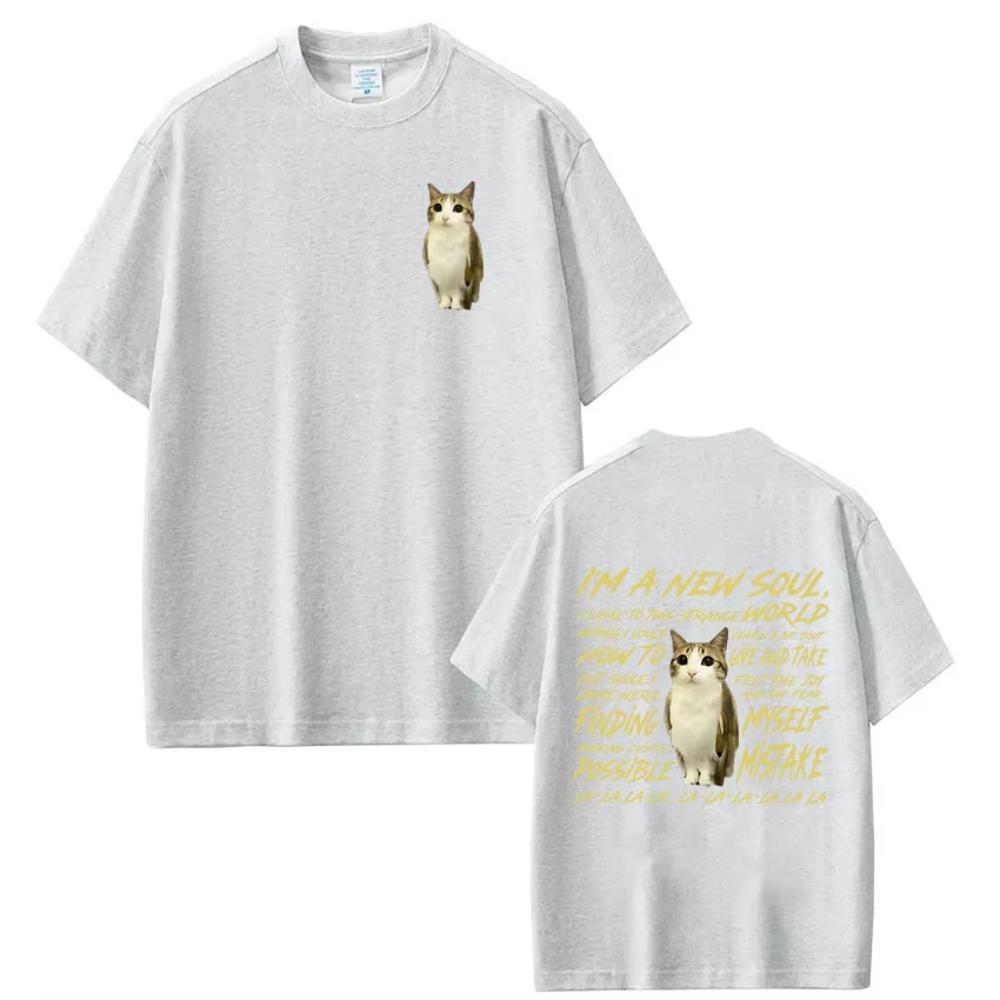 Meowl Cat Owl Funny Meme Double Side Print Tshirt Mens Clothing Fashion Harajuku Short Sleeves Tshirts Cotton Casual T Shirts