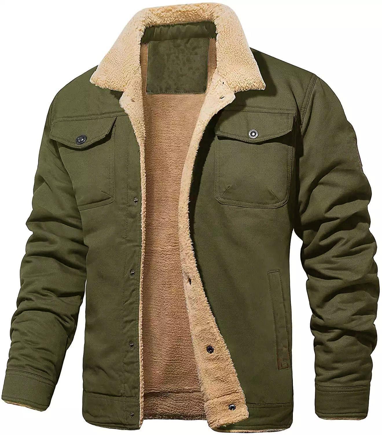 Winter 2025 Men s Fleece-Lined Cotton Workwear Jacket - High-Quality European Size 5XL