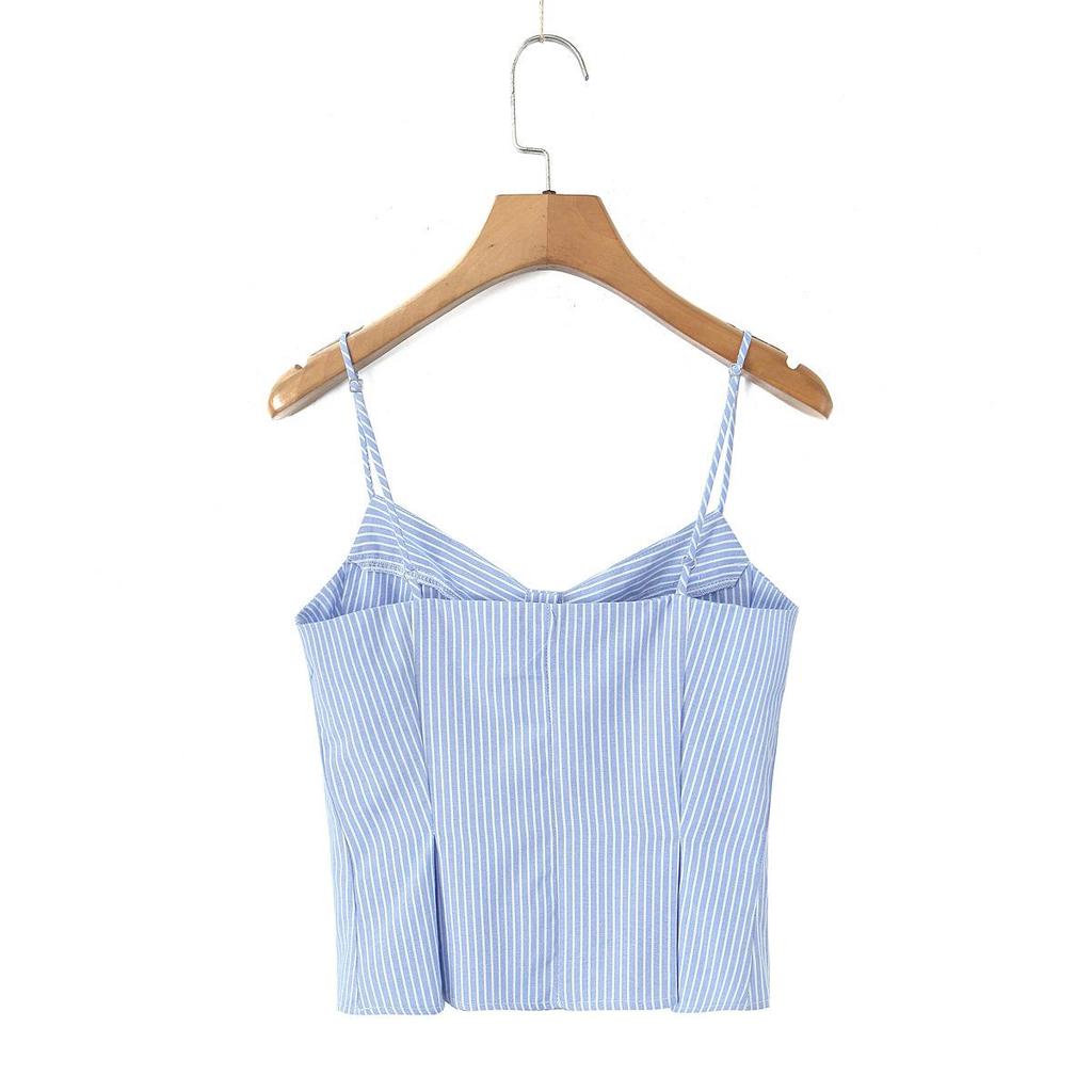 2025 Chic Striped Sleeveless V-Neck Sexy Slim Fit Backless Camisole Top
