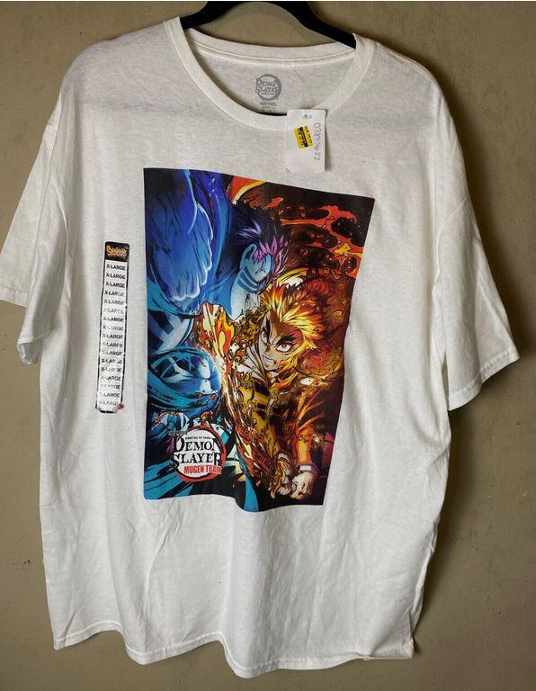 Demon Slayer New Adult T-Shirt - Mugen Train Movie Fire Ice Battle-NWT Unisex T-Shirt S