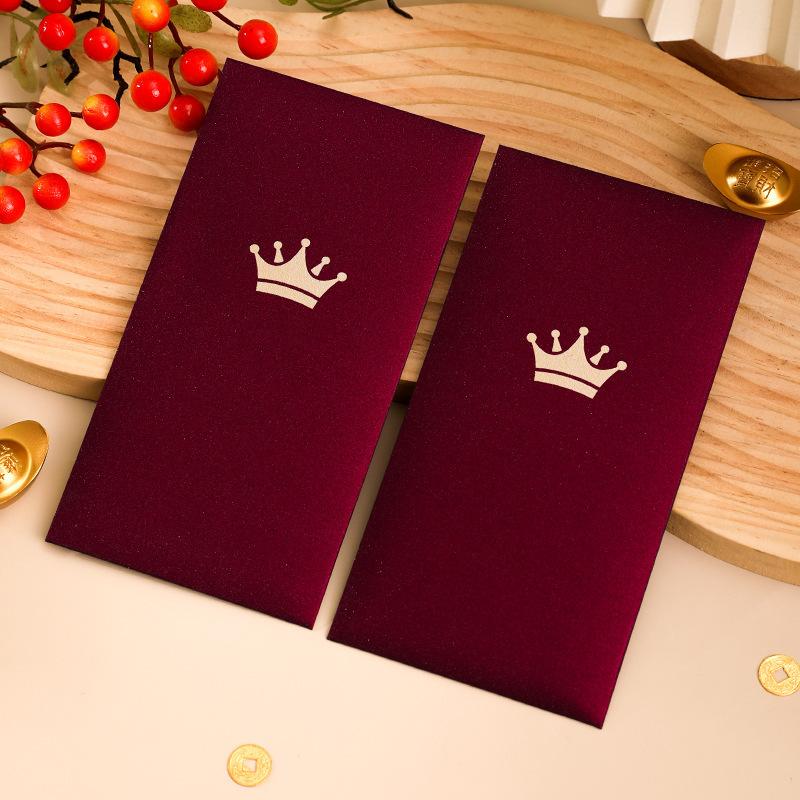 6pcs Elegant Red & Golden Foil Matte Lucky Money Envelopes with Heart & Birthday Cake Patterns - High-Quality Paper Gift Holders