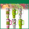 Copo Térmico de Aço Inoxidável Grinch de 40 oz com Canudo e Design Moderno Verde