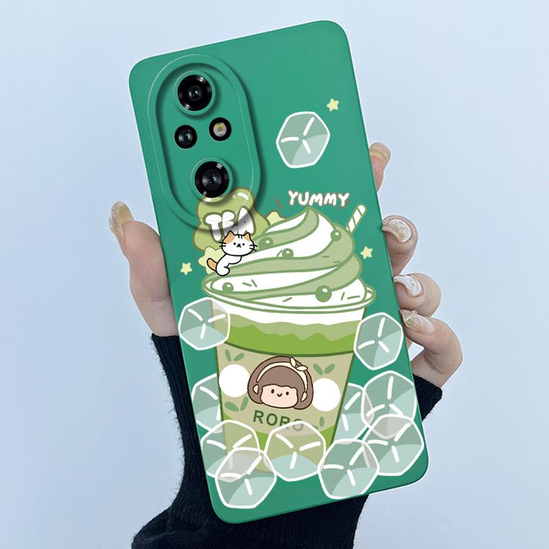 Cartoon Case For Honor 200 100 Honor200 Honor100 Pro Lite 5G Liquid Silicone Camera Lens Protector Phone Case Soft Back Cover