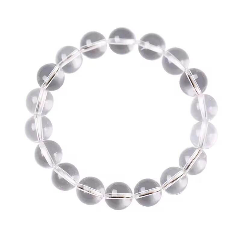 Natural Ice Clear Crystal Bracelet: Round Beads, Zen-Inspired Gift for Girls & Couples Approx. 6mm Beads