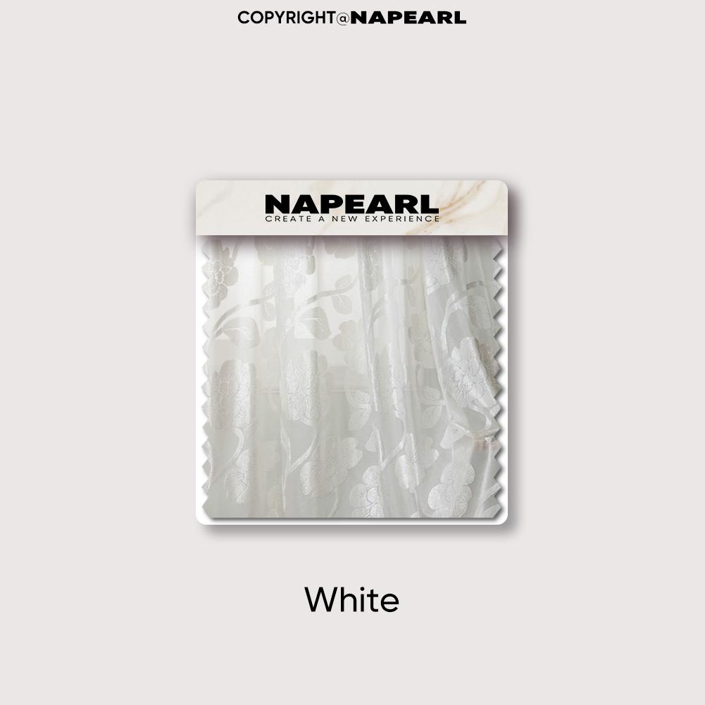 1 peça NAPEARL elegante padrão de flor jacquard artesanato tule cortina janela transparente para sala de estar quarto decoração de casa