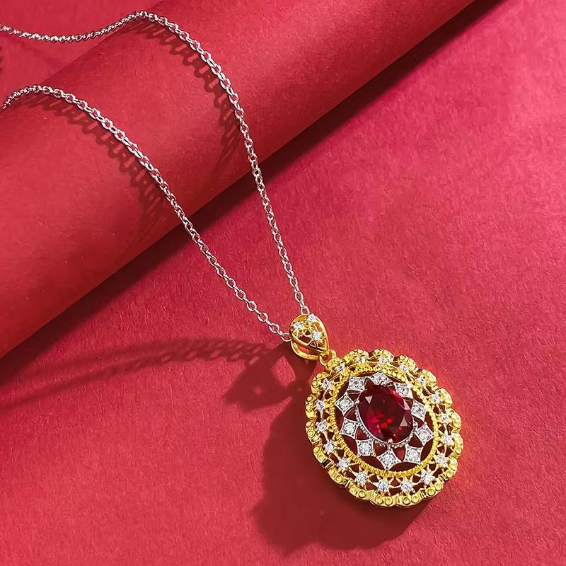 New S925 Italian Craft Palace Style 6 * 8 Necklace Pendant Wedding Jewelry