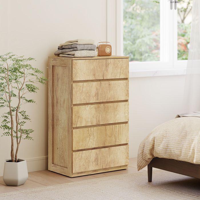 HOMCOM - Commode - Panneaux de particules - 60x39x100cm - bois naturel
