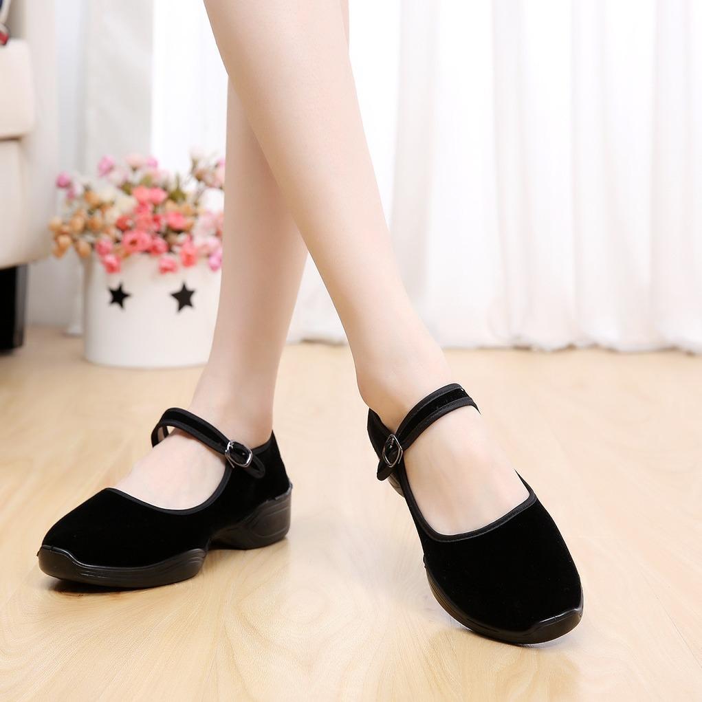 Cloth Shoes Super InspireCloud Shoes Pure Black Square Dance Shoes Mom Shoes