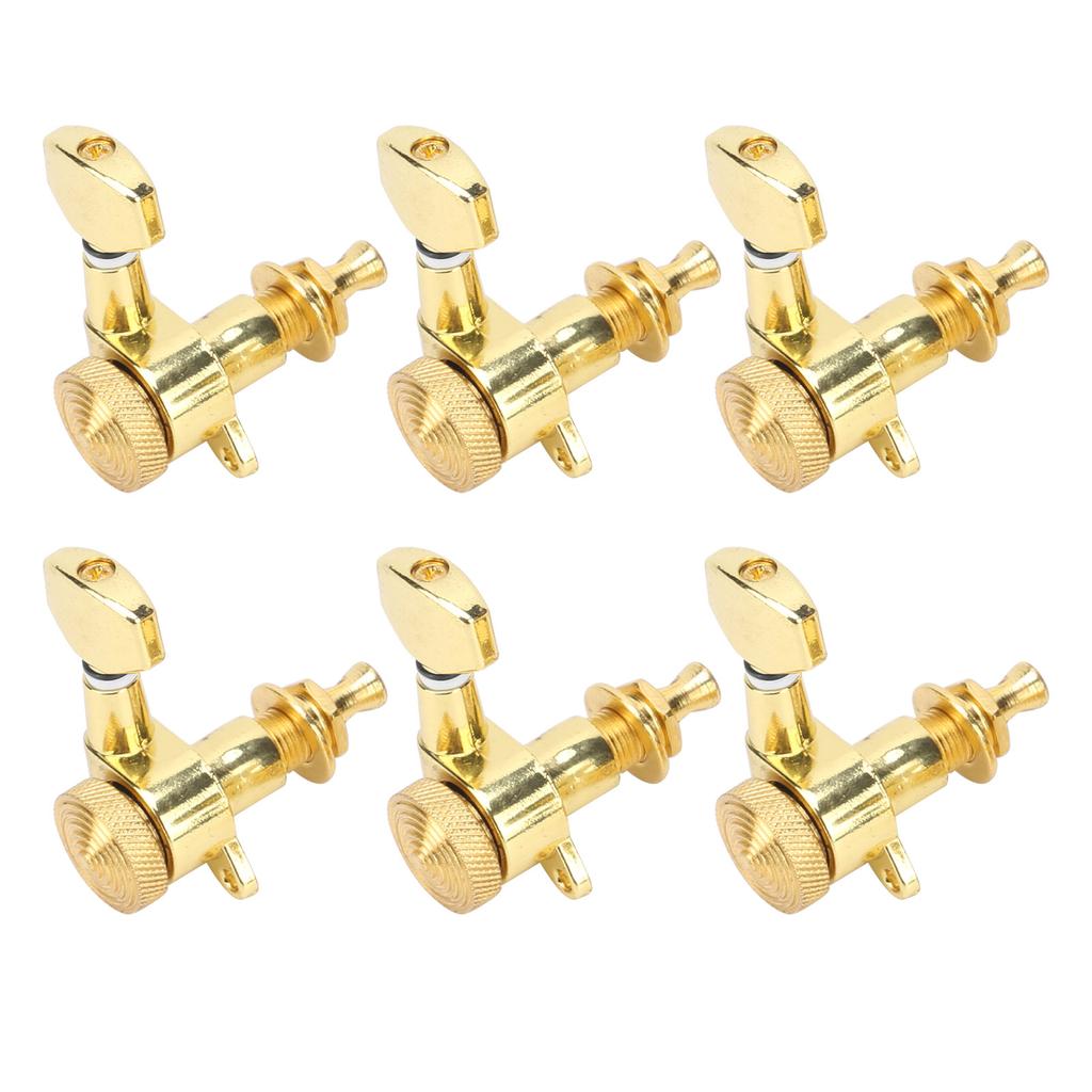 6Pcs Locking Guitar String Tuning Peg Metal Sealed Tuner Head Key Set Kit for Electric NHXF(6 Right Peg Set )