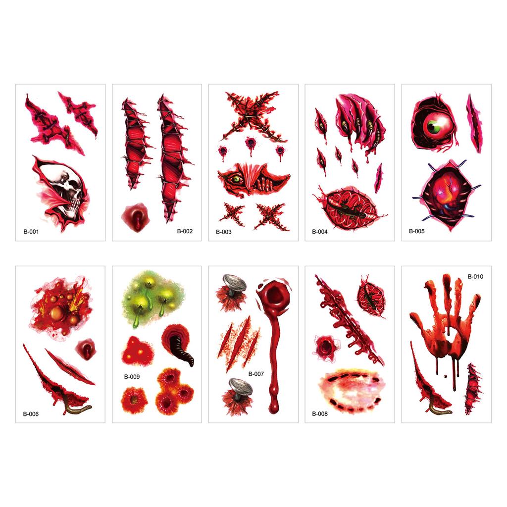 Mexico Halloween Large Mouth Face Tattoo Stickers Holiday Temporary Spookys Horror Mouth Spookys Look Stickers for Cosplay Part