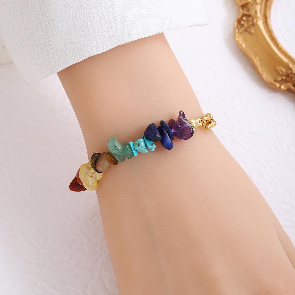 Adjustable Stainless Steel Bracelet Colorful Stone Beads Bracelet Splicing Bracelet for Unique Style and Fashion Looks