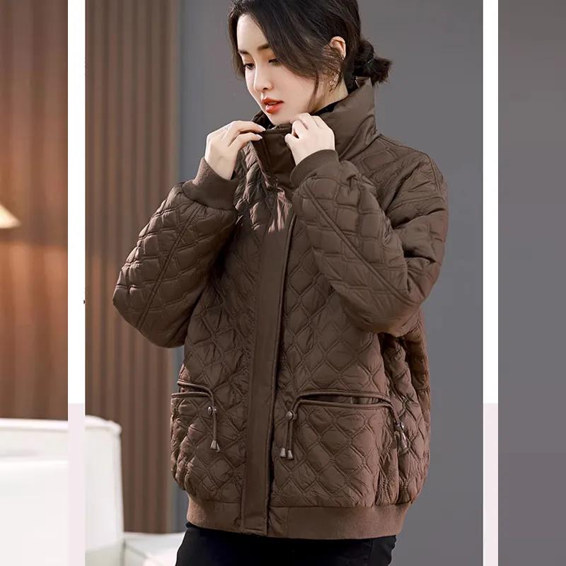 Women's Plus Size Short-Length Thickened Winter Jacket Solid Color Simple Plus Size Pocket Jacket