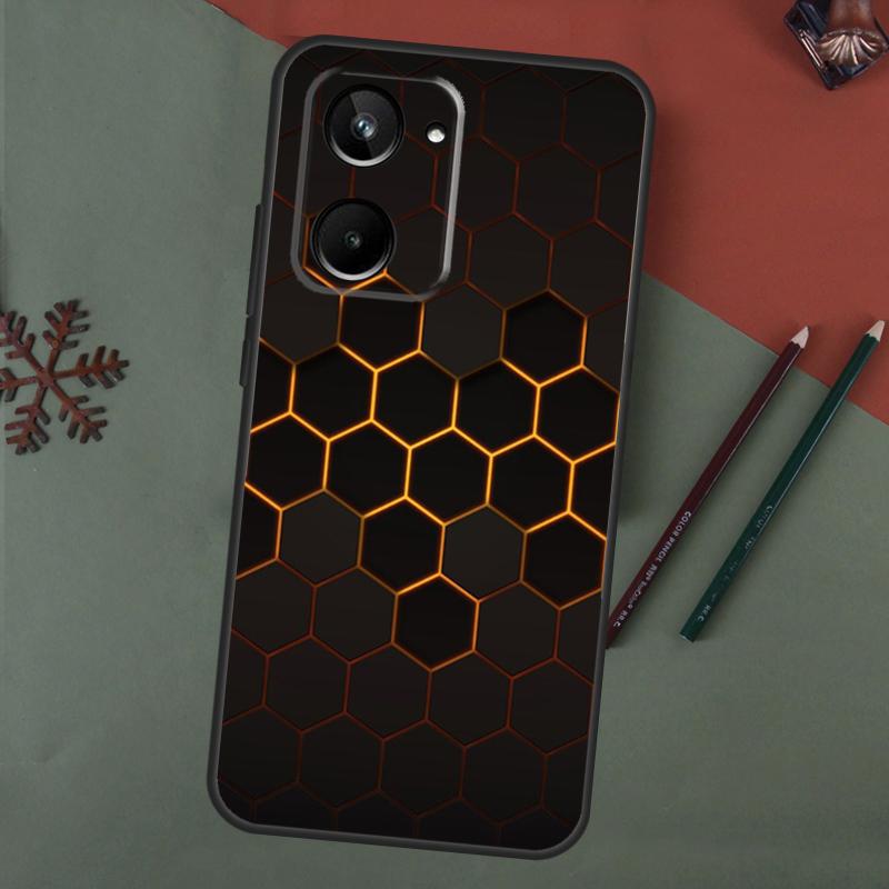 Carbon Fibre Futuristic Neon Case For Realme C75 C65 C67 C71 C63 C61 C55 C51 C53 C35 11 12 13 14 15 Pro Plus GT6 GT7 Pro