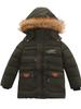 Winter Boys' Mid-Length Hooded Cotton Coat with Fur Collar – Thick Padded Jacket for Kids
