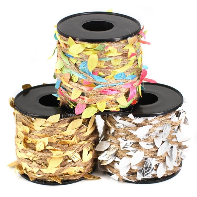 10m Leaf Rope String Natural Twine Leaf Ribbon Heavy Duty Hanging Rope for Wedding Decoration Gardening Accessories