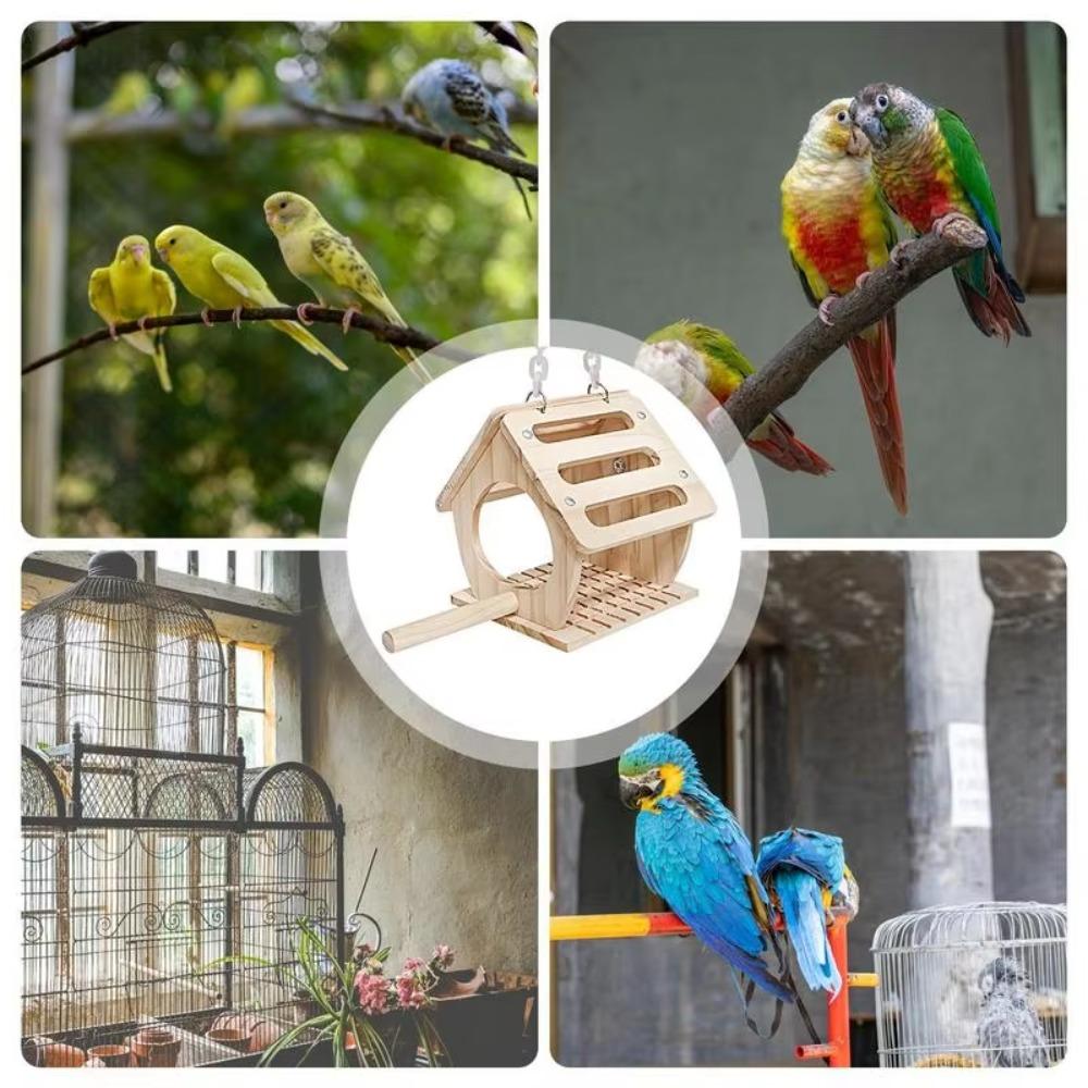 Dual Use Design Bird Hangs Houses Wood Breeding Box Birdhouse Bird Nest Garden